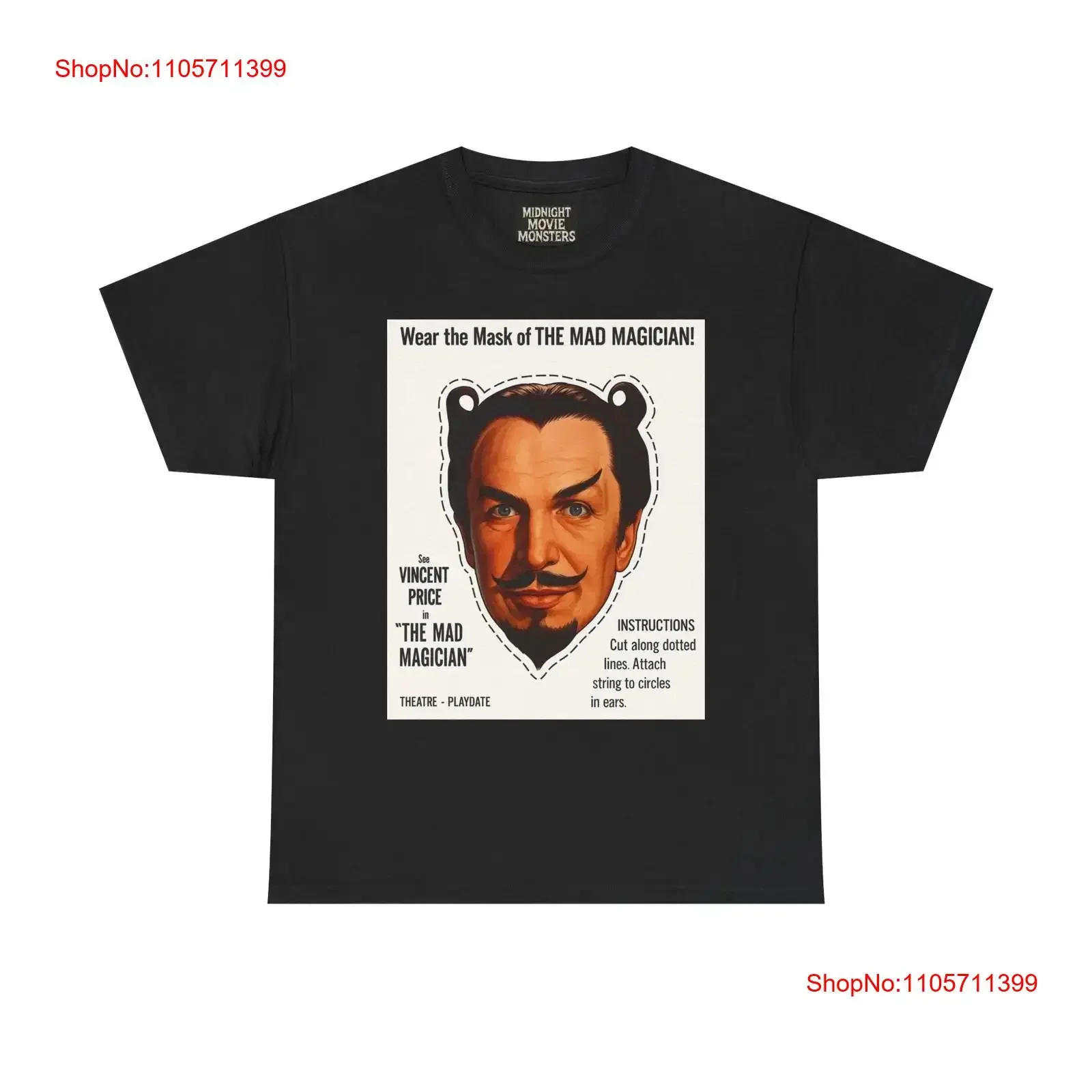 The Mad Magician Vincent Price Mask T Shirt Horror Fan 1950s long or short sleeves vintage Washed Stylish fashion Stretched