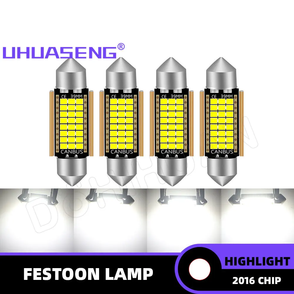 

UHUASENG 2PCS 31mm Led Bulb Highlight C5W C10W Festoon 31 mm 36mm 39mm 41mm Dome Trunk Signal Lamp Car Interior Reading Lights