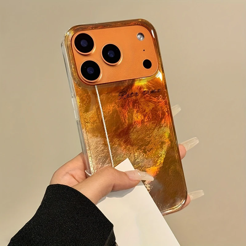 Funda de Silicona Suave con Patrón de Vórtice Naranja Degradado para iPhone 17 16 15 14 13 12 11 Pro Max XS XR X 7 8 Plus