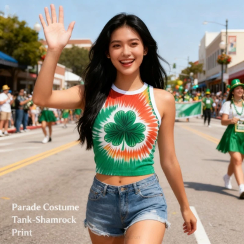 

Ирландский костюм с V-образным вырезом на день Святого Патрика, нерегулярное праздничное платье с принтом листьев