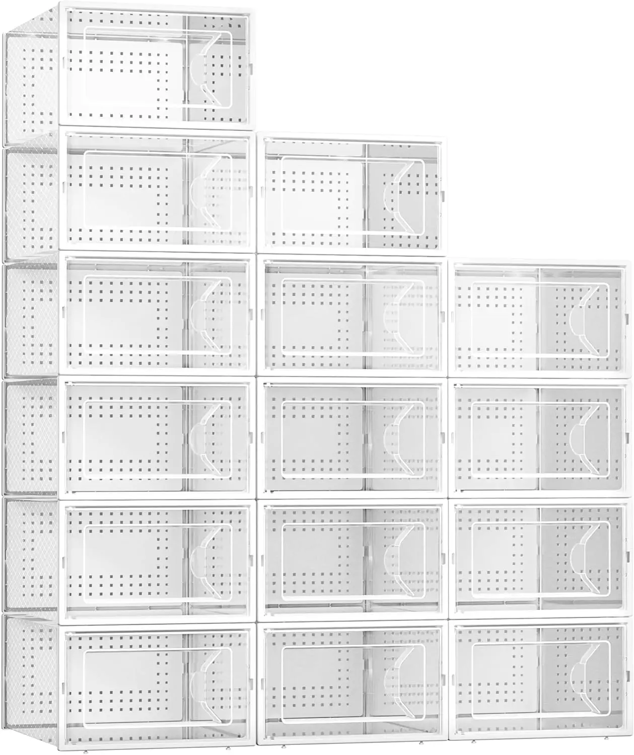 

15 Pack Shoe Storage Boxes, Large Clear Plastic Stackable Shoe Organizer for Closet, Connect Left and Right Shoe Boxes acrylic