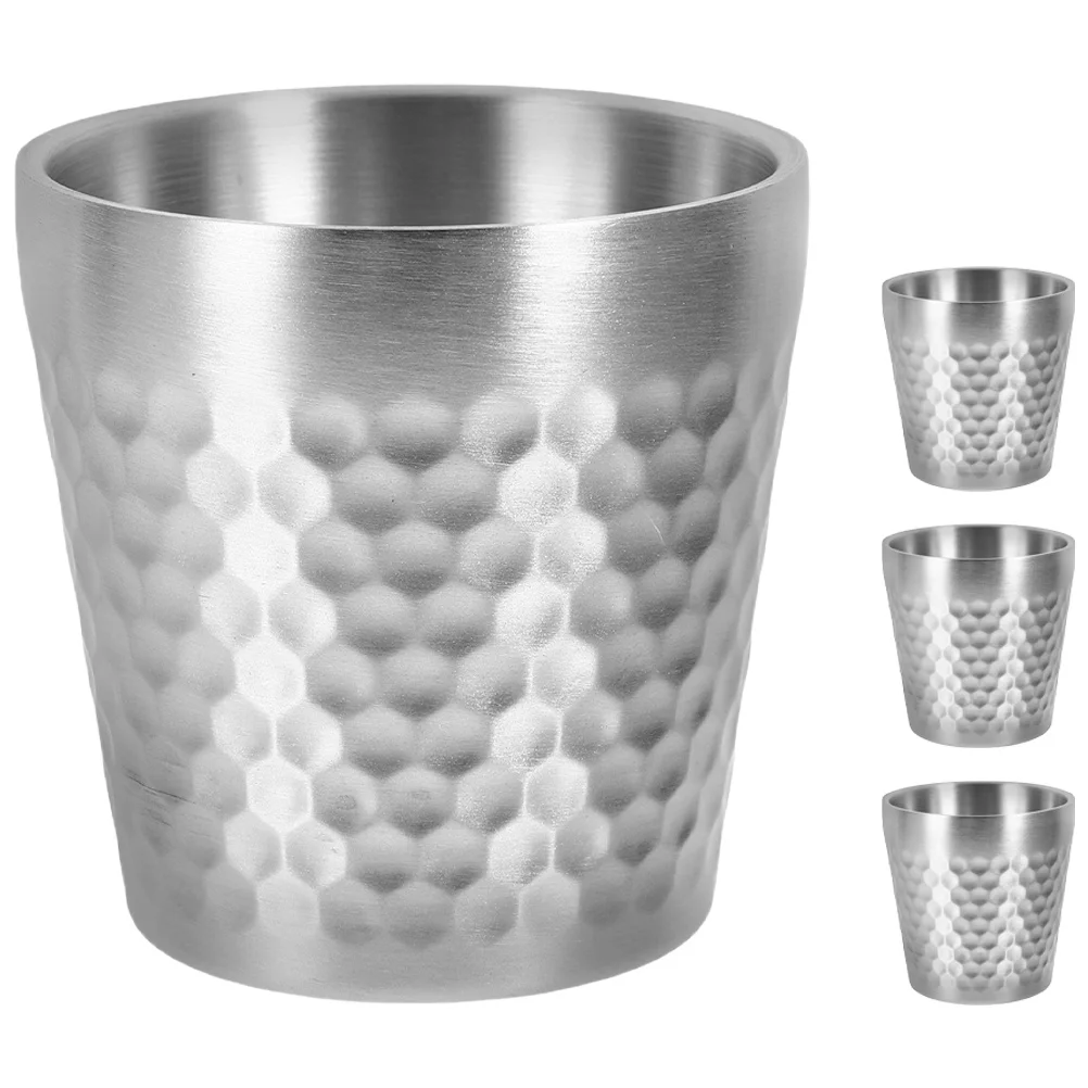 

4pcs Stainless Steel Cold Drink Cup 175Ml Portable Beer Mug For Camping Picnic Outdoor Coffee Water Juice Soda Camping