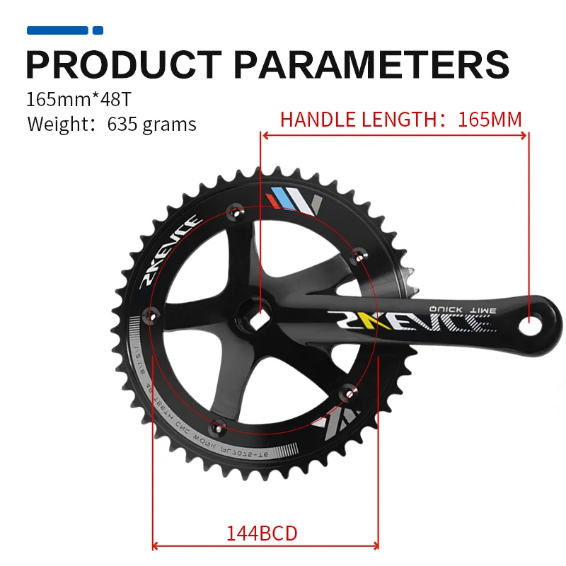 SKEACE Bicycle Crankset Fixed Gear Chain Wheel 48T BCD 144mm Spindle 110mm Racing Bike Crank Single Speed Chainring BMX Part view 3