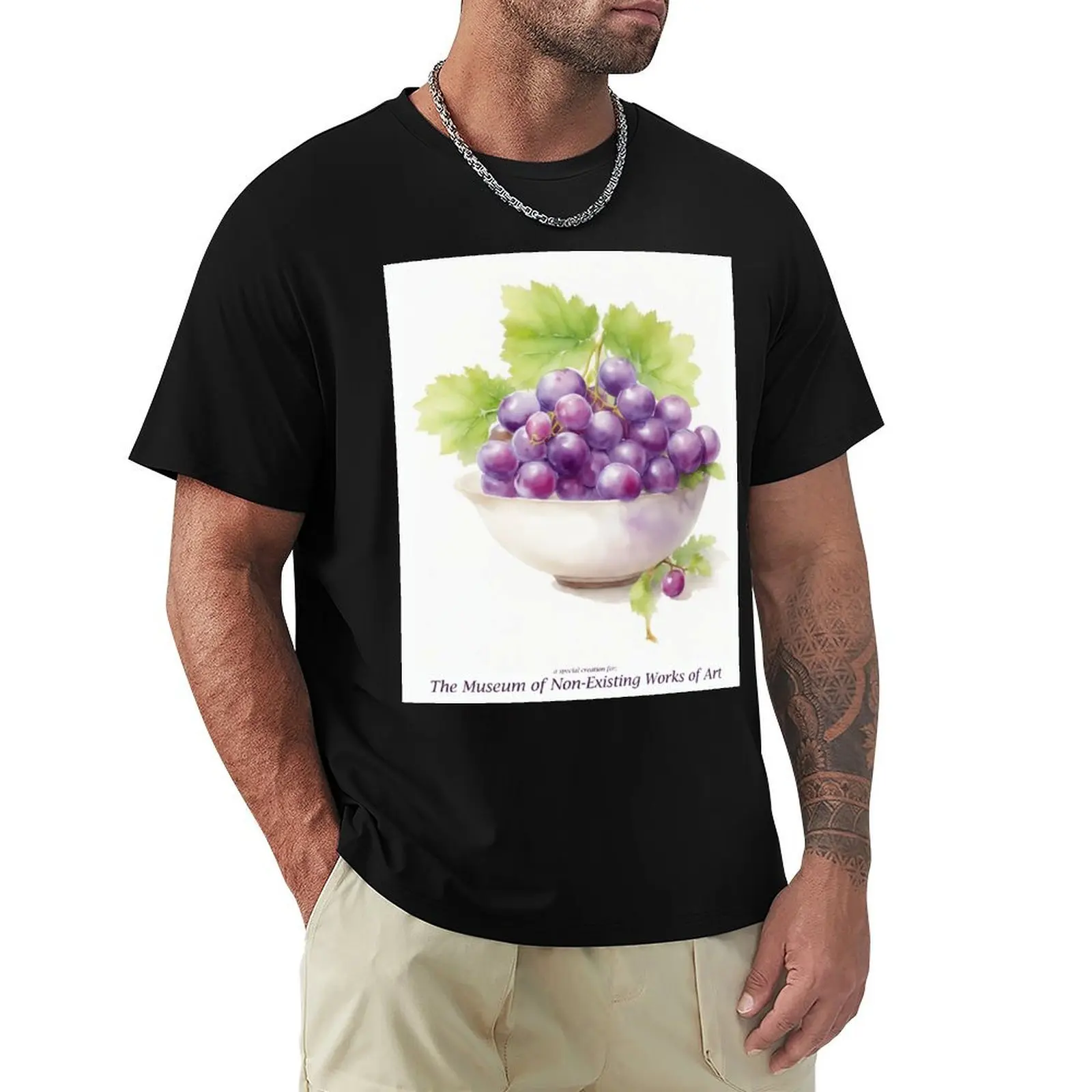 

grapes in a bowl T-Shirt Basic Casual Wear Short Sleeve Top