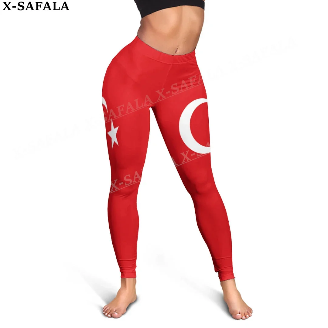 Turkey Coat Of Arms Love Country Leggings 3D Print Women Yoga Girl Stretch GYM Slim High Waist Legging Summer Sports-1