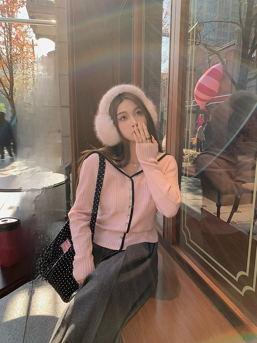 

Herwear розовый темно-синий вязаный свитер с воротником для женщин, утягивающий цвет, внутренняя одежда, повседневная удобная свободная посадка, длинный све