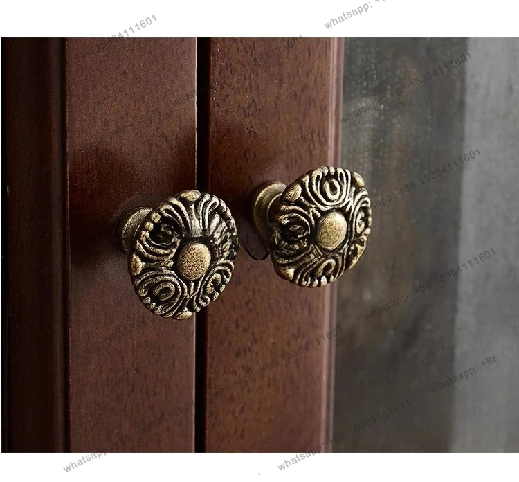 New Modern Household Solid Wood Dining Side Cabinet Glass Door Double Door Flip Restaurant Side Tea Cabinet