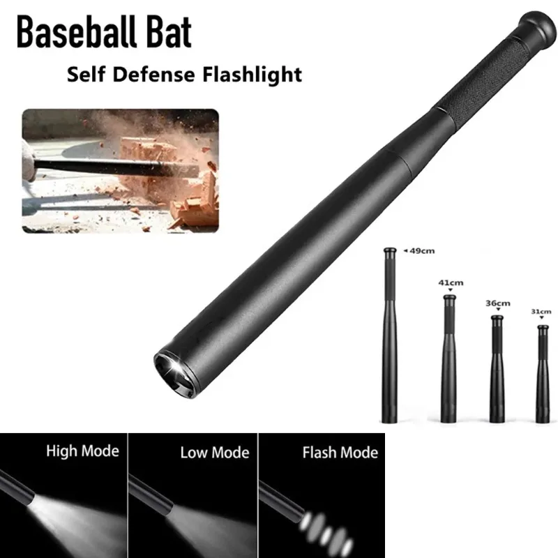 Baseball Bat LED Flashlight Aluminium Alloy Waterproof Super Bright Torch For Emergency Self Defense Outdoor Lighting