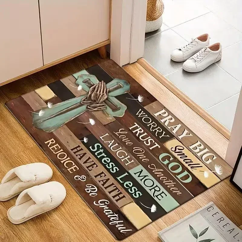 Religious Slogan Door Mat As For Me And My Home Anti Slip Floor Mat Suitable For Indoor Use Home Decoration Mat Selection