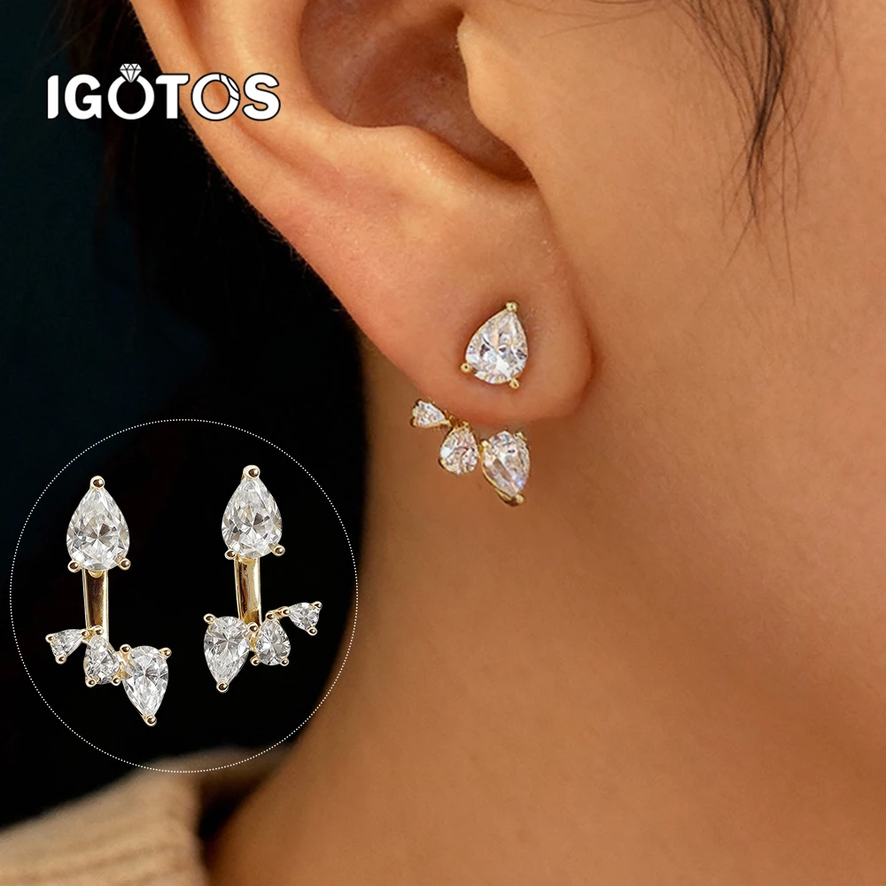 

4cttw Pear Cut 100% All Moissanite Stud Earring 18k Plated Gold Earrings 925 Silver Jewelry for Woman Lab Grown Diamond with GRA