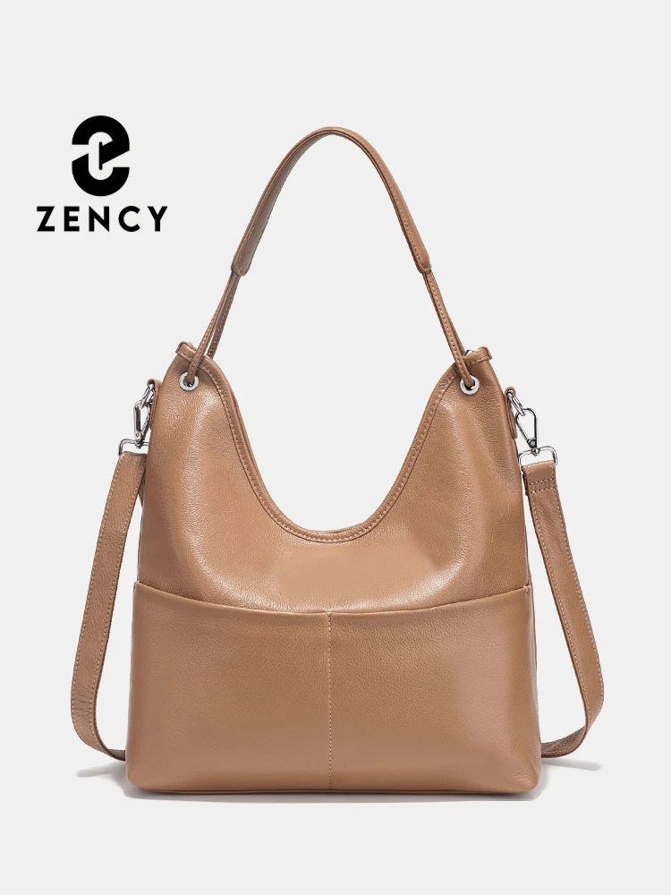 

Zency коричневая женская сумка из натуральной кожи, сумка через плечо, большая вместительная модная сумка на плечо, большие сумки-тоут для жены и мамы