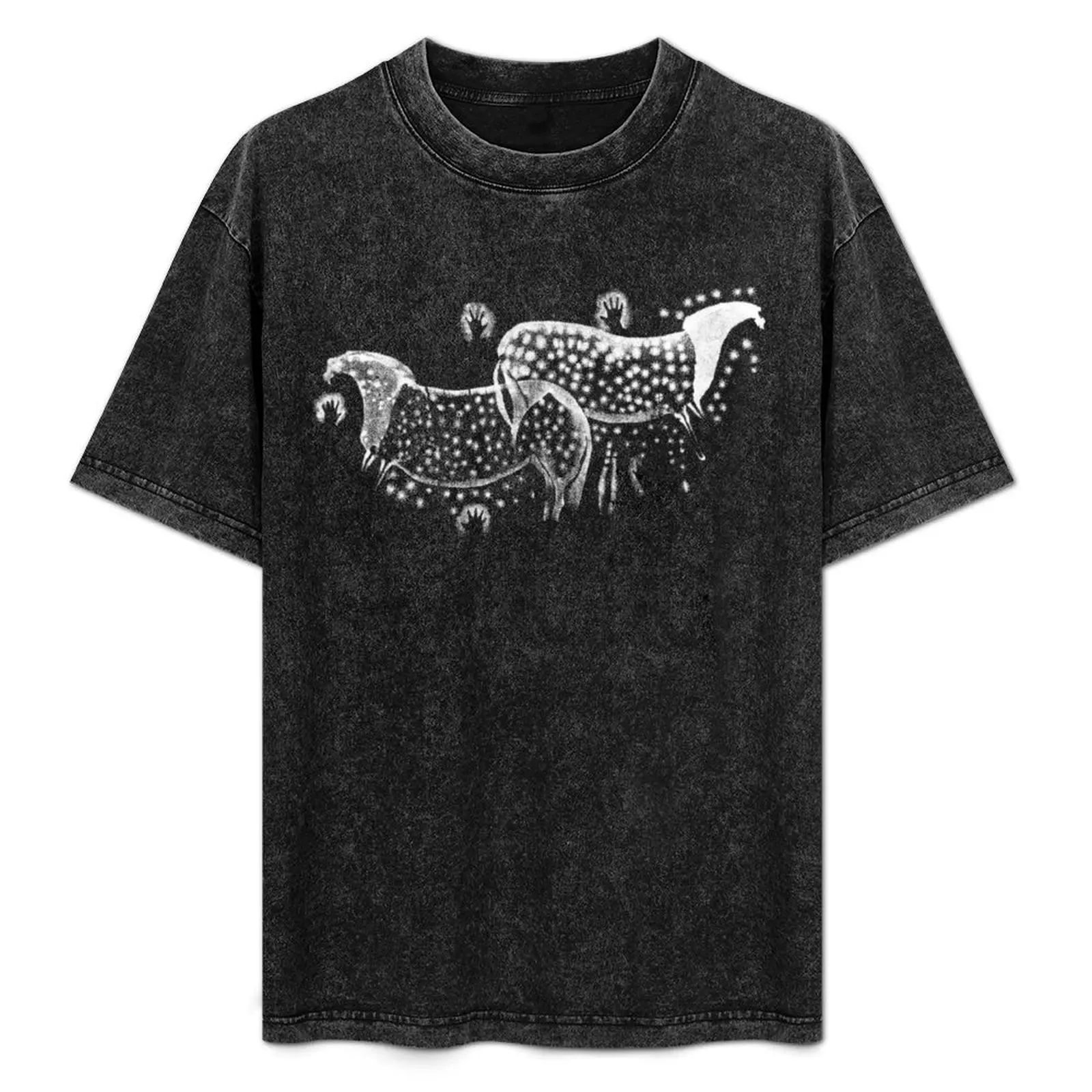 

Dappled Horses of Pech Merle Cave Painting T-Shirt Holiday Casual Short Sleeve Top