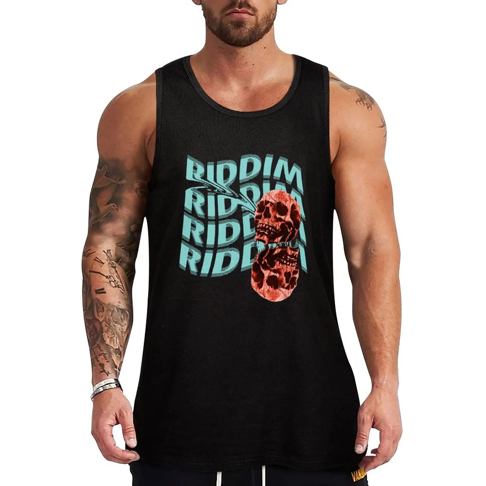 

Skull Riddim Riddim Riddim Tank Top Men's tops t-shirts for men Fitness men clothing gym for men