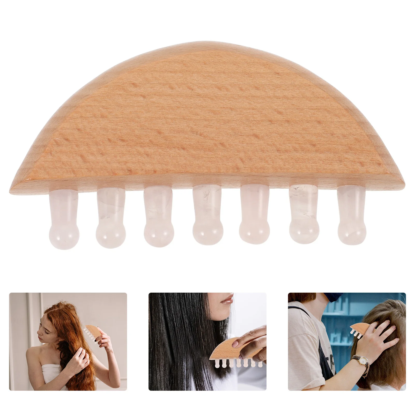 

Мини-расческа с розовыми кристаллами, деревянная массажная расческа, массажер для кожи головы для релаксации шеи, головы, легко носить с собой и хранить массажер