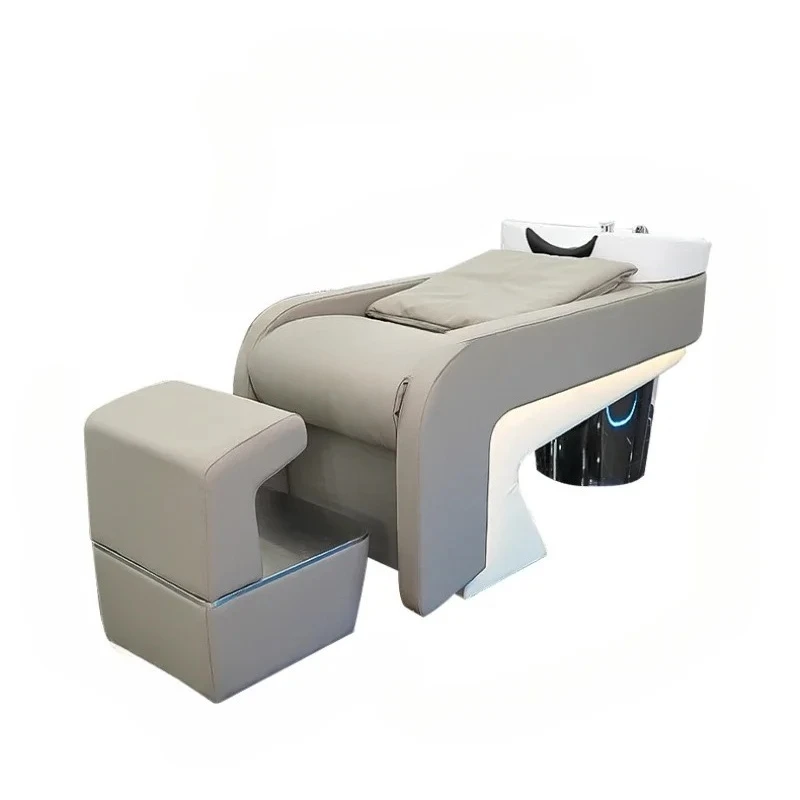 

Customized Japanese-Style LED Lying Half Shampoo Chair Hair Saloon Dedicated Deepening Ceramic Basin Rubber Pillow Washing Bed