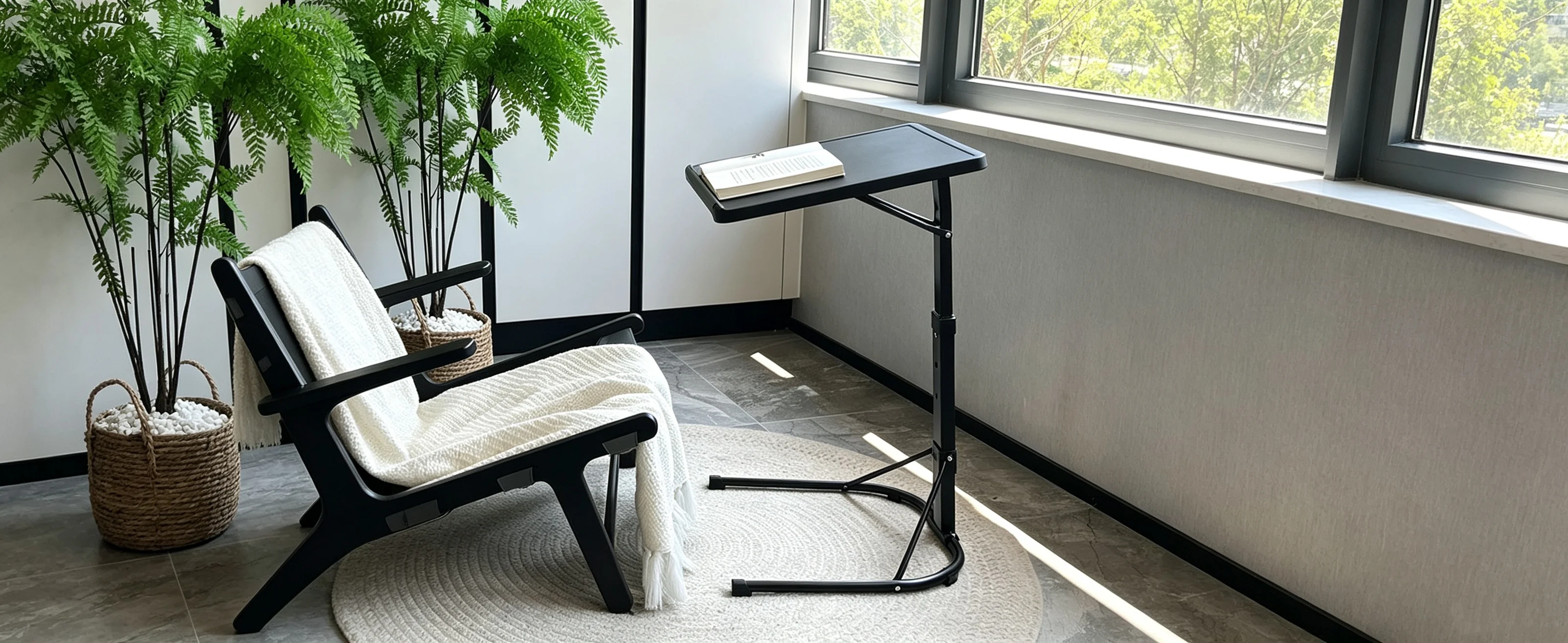 Klappbarer Beistelltisch für tragbaren Computer, höhen- und neigungsverstellbar, leicht und tragbar, für Bett, Sofa, draußen, Farbe: Schwarz, Maße: 43x43x63/70/76 cm – Detail 1