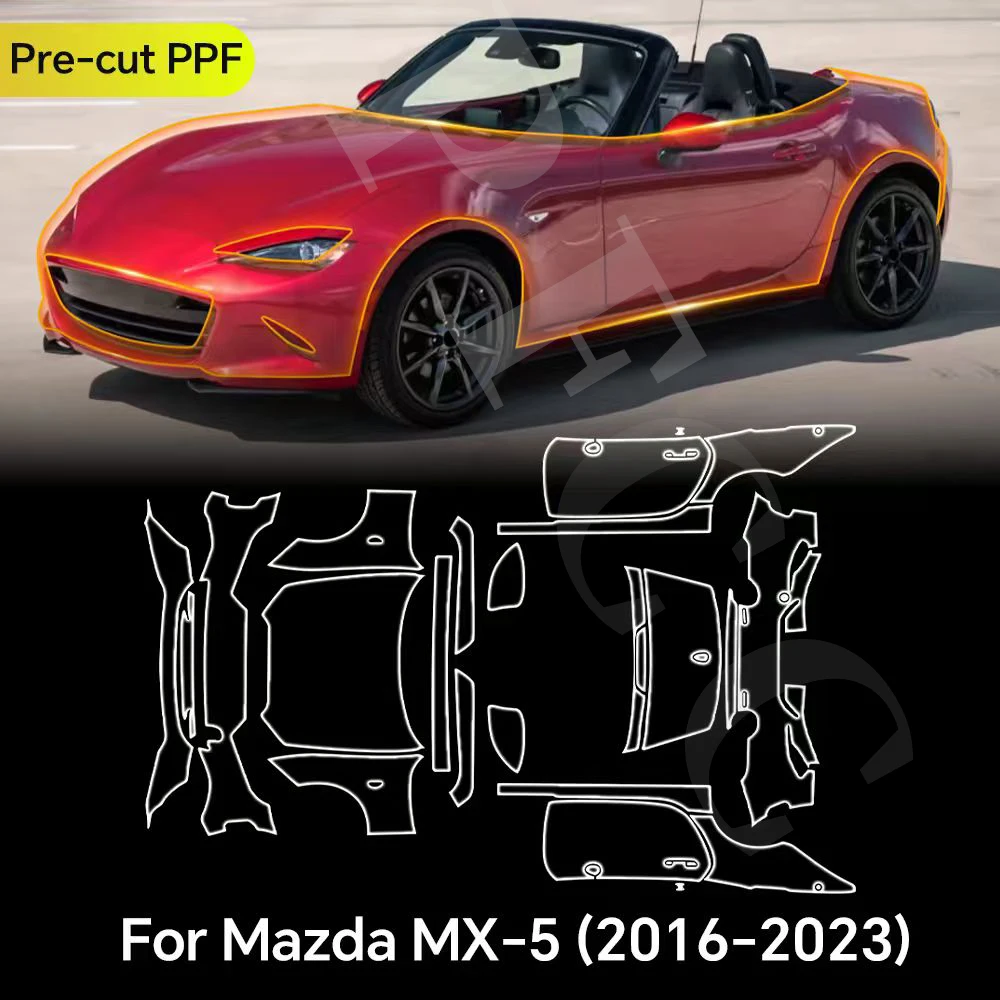 

For Mazda MX5 MX-5 2016-2023 TPU Paint Protection Film Clear Bra Car Body Anti-scratch Pre-cut PPF Resistant Kit Invisible Cover