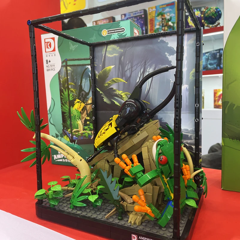 Ideas Series Tropical Rainforest Insect Building Blocks Creative Expert Rhinoceros Beetle Model Bricks Toys For Kid Gift MOC