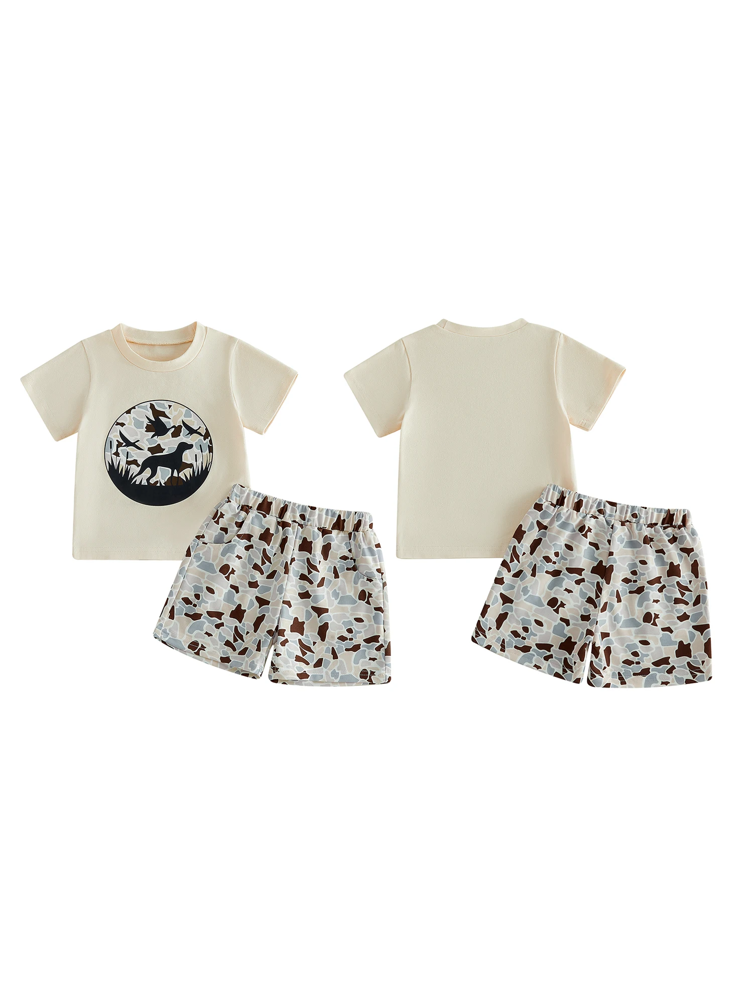 

2Pcs Toddler Girl Summer Outfit Short Sleeve Crew Neck Floral Print Tops and Elastic Waist Shorts Set with Bow Detail