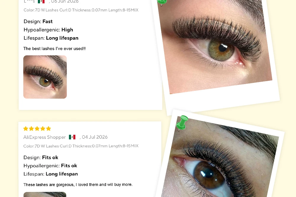LUKATME 7D W-Form Wimpernverlängerungen, vorgefertigte Fächer, Mega-Volumen-Wimpernbüschel, C/D-Curl, Easy Fan 7D Wimpern, 8-15mm Mix für den Salon – Detail 13