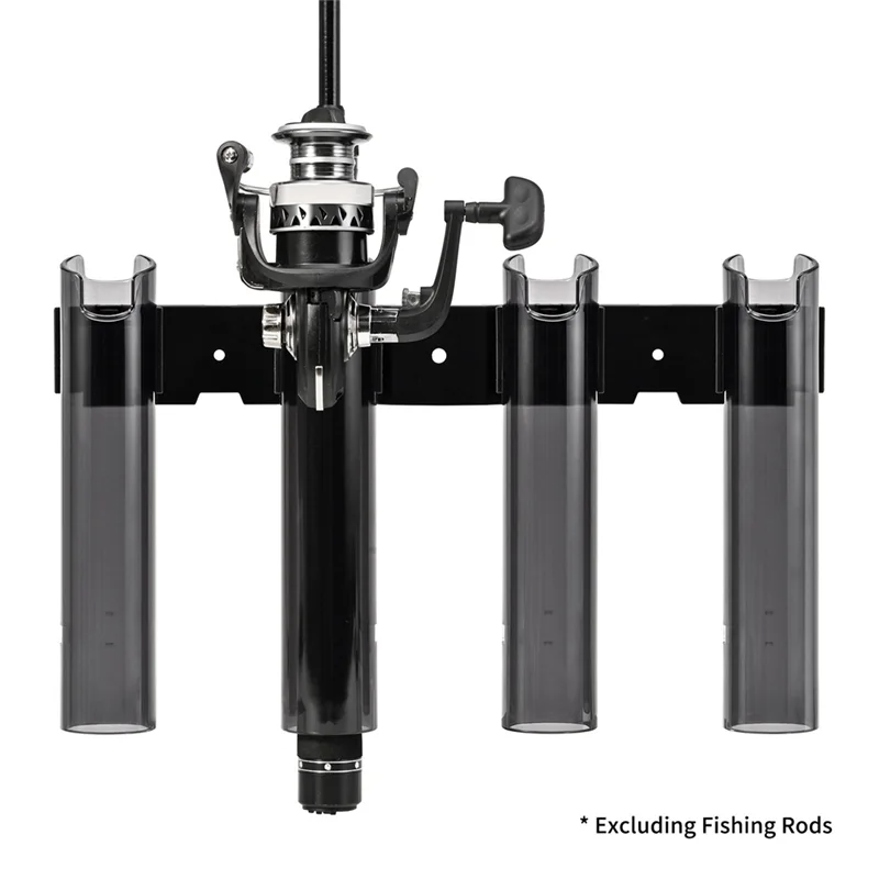 A89E-Yacht Fishing Pole Rod Holder For Boat, 4 Tube Wall Mount Rod Rack Side Storage Tool Garage