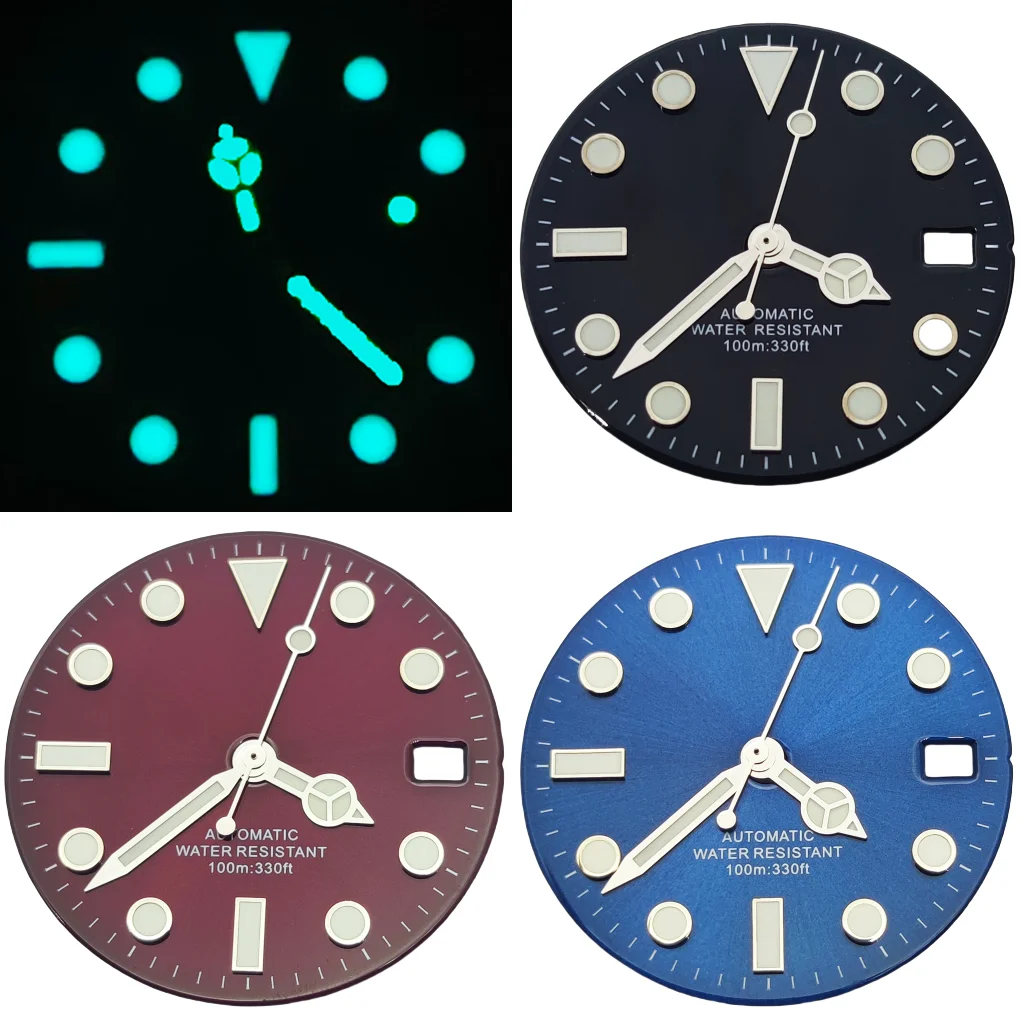 RICHUS 28,5 mm Zifferblatt und Uhrzeiger, poliertes Zifferblatt, passend für NH34 NH35 NH36 Uhrwerk, Uhrenzubehör