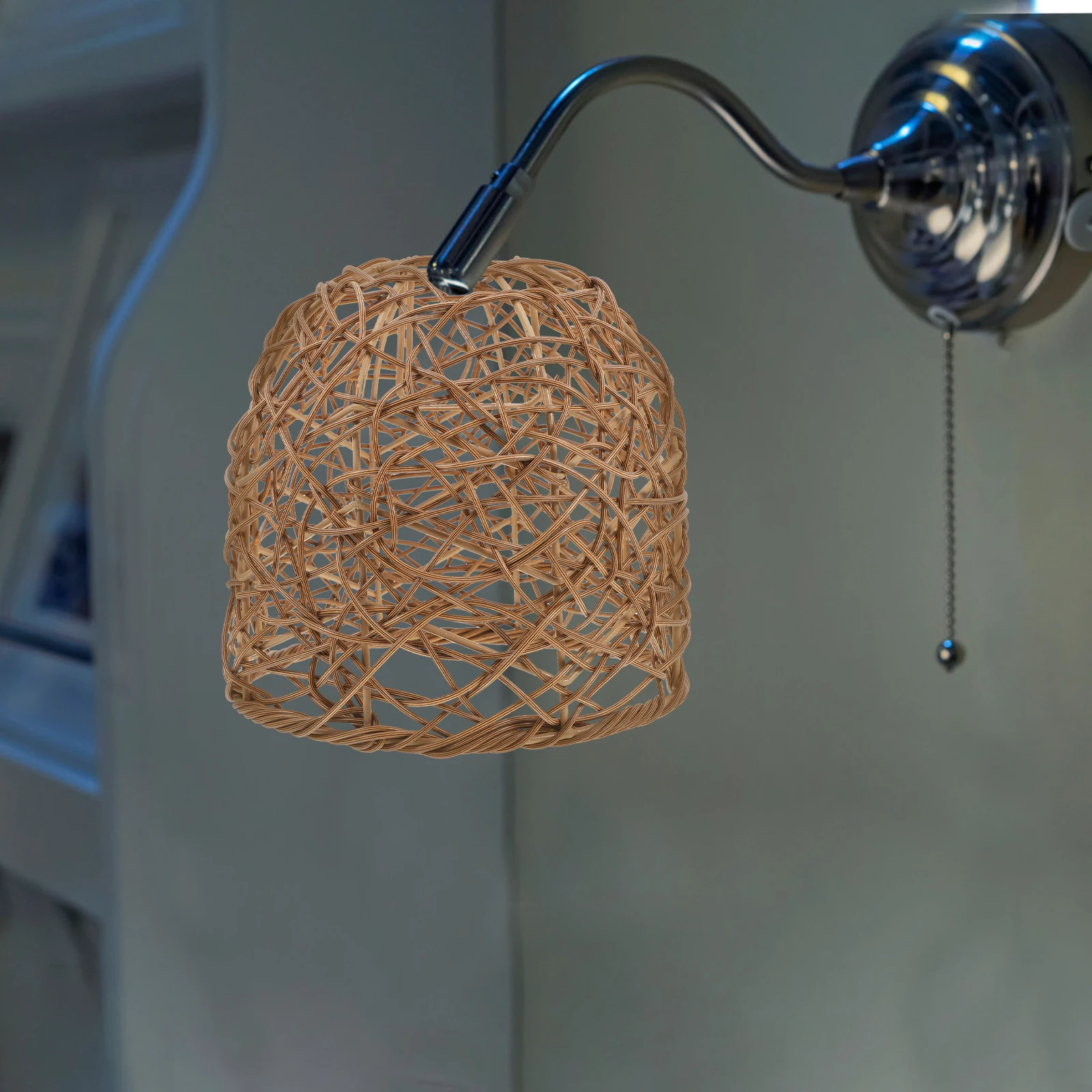 

Rattan Woven Lampshade 4cm Plastic Pendant Light Cover Hanging Shade for Ceiling Bulb Decor Modern Boho Lampshades