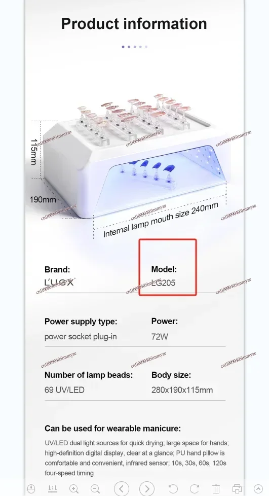 LUGX 72W وسادة اليد مجفف الأظافر علاج الضوء المحمولة اللاسلكي المهنية القابلة لإعادة الشحن الأشعة فوق البنفسجية Led مسمار مصباح