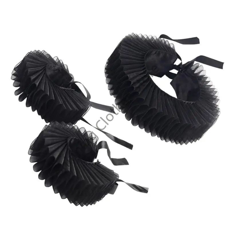 M68A أصفاد المعصم ذات الياقة الكاذبة القابلة للفصل للقميص أو الفستان المكشكش التلبيب شال لسيدة فتاة المختنق #4