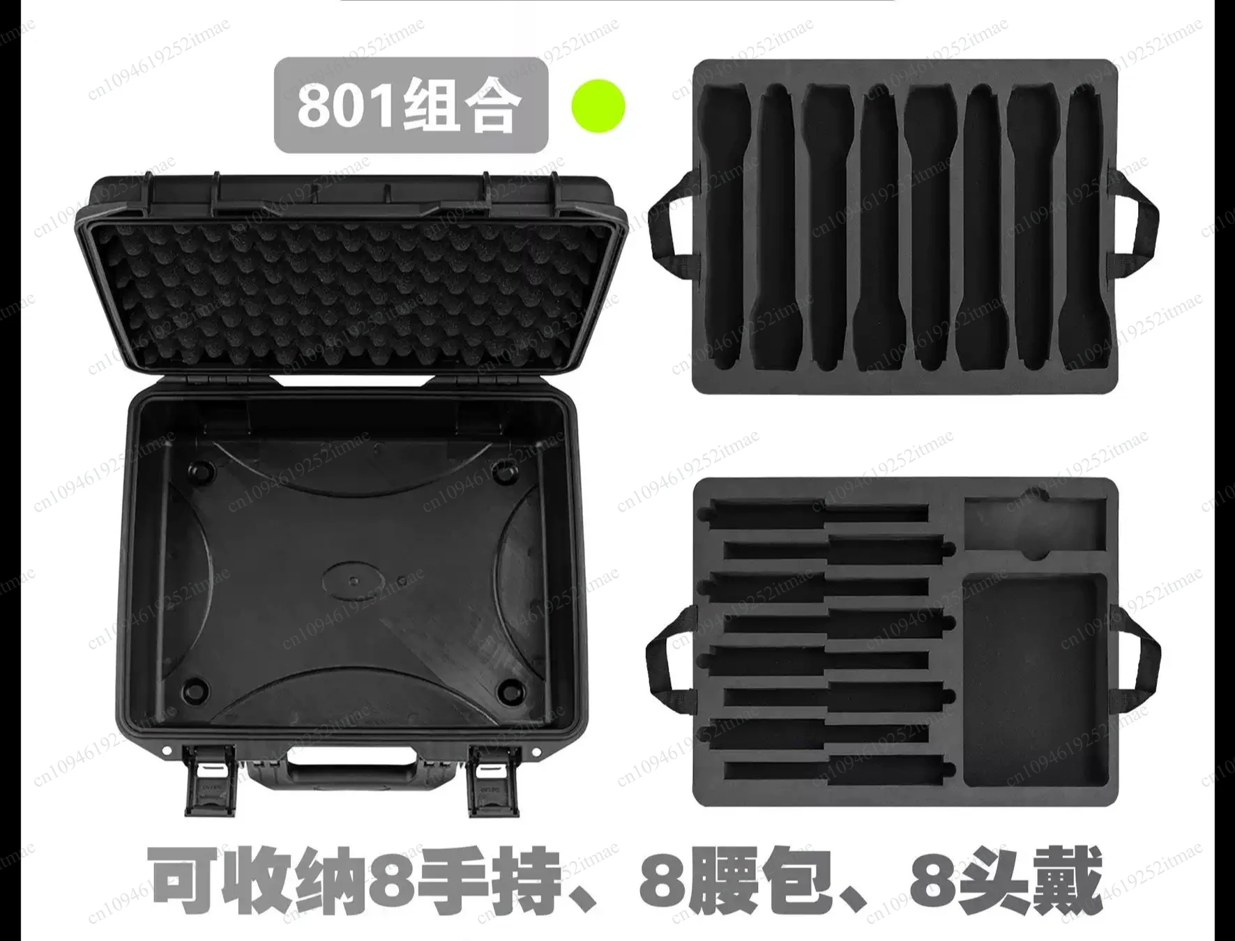 801 Combination Storage Box, 8Pcs Microphone Fanny Pack with Headwear Ear‑Monitor for Stage Performance
