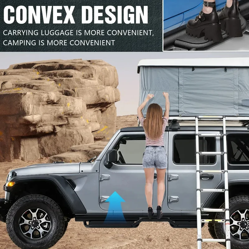 High Quality Side Steps 2 Stairs Step Plates Fit 2018-2025 Wrangler JL JLU Unlimited 4 Doors Compatible 4XE Model - view 5