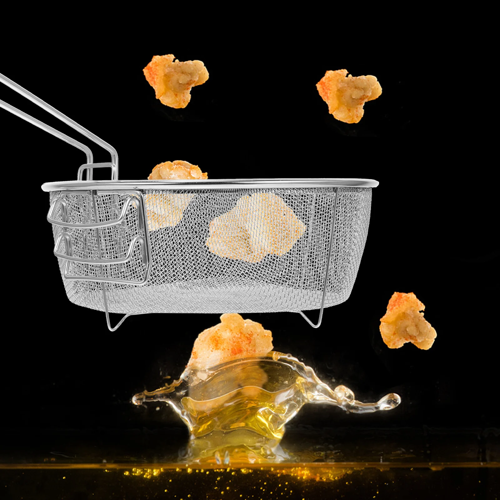 

1Pcs Stainless Steel Folding Frying Basket Dense Holes Reusable Cookware for Deep Fryer Kitchen Supplies