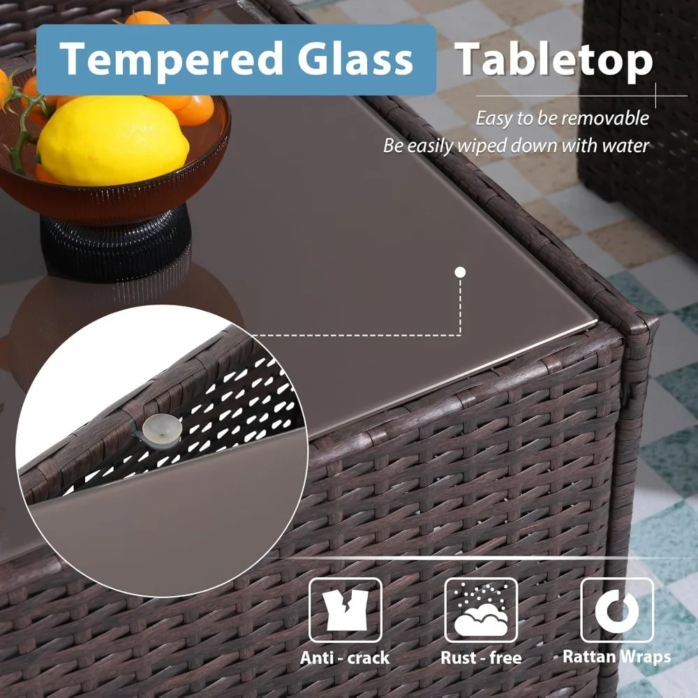 Patio Furniture Set, 4 Piece Outdoor Patio Conversation Set, All-Weather PE Rattan Wicker Sectional Patio Sofa Set