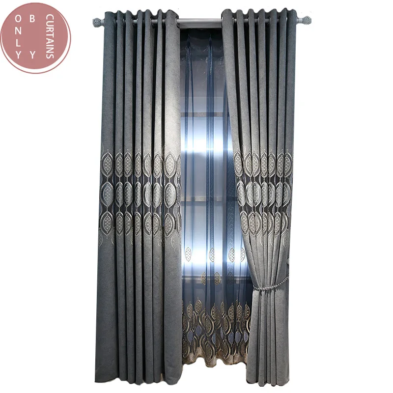 2024 Luxury Hollow Embroidered Curtains for Living Room Bedroom Floor-to-ceiling Windows Backdrop Curtains