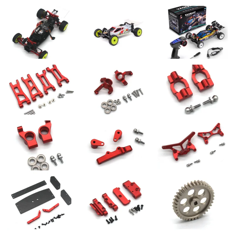 Metal Wltoys 244016 LOSI Micro-B 1/24 1/28 Remote Control Car Parts - Swing Arm Steering Cup Rear Cup Red Assembly Parts