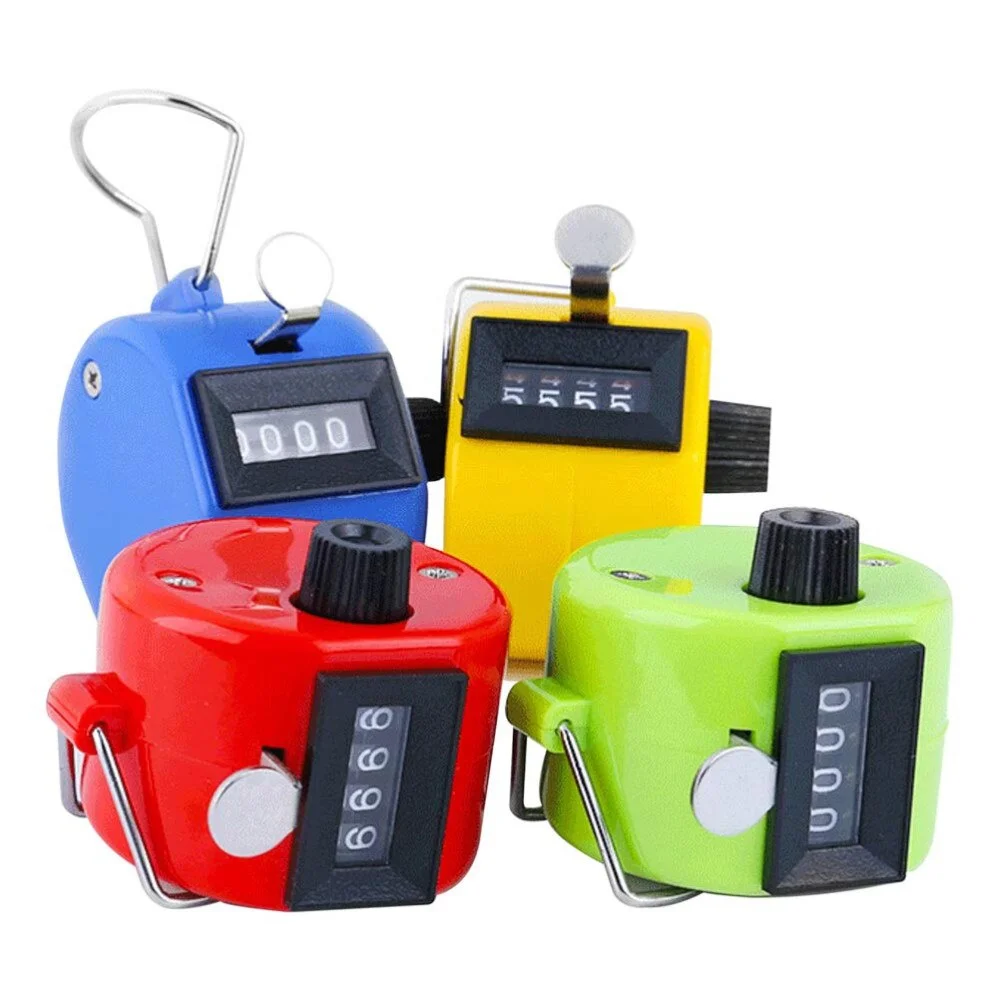 1pc 4Digit Number Counters Plastic Shell Hand Finger Display manual counting deviceTally Clicker Timer Soccer Golf Counter