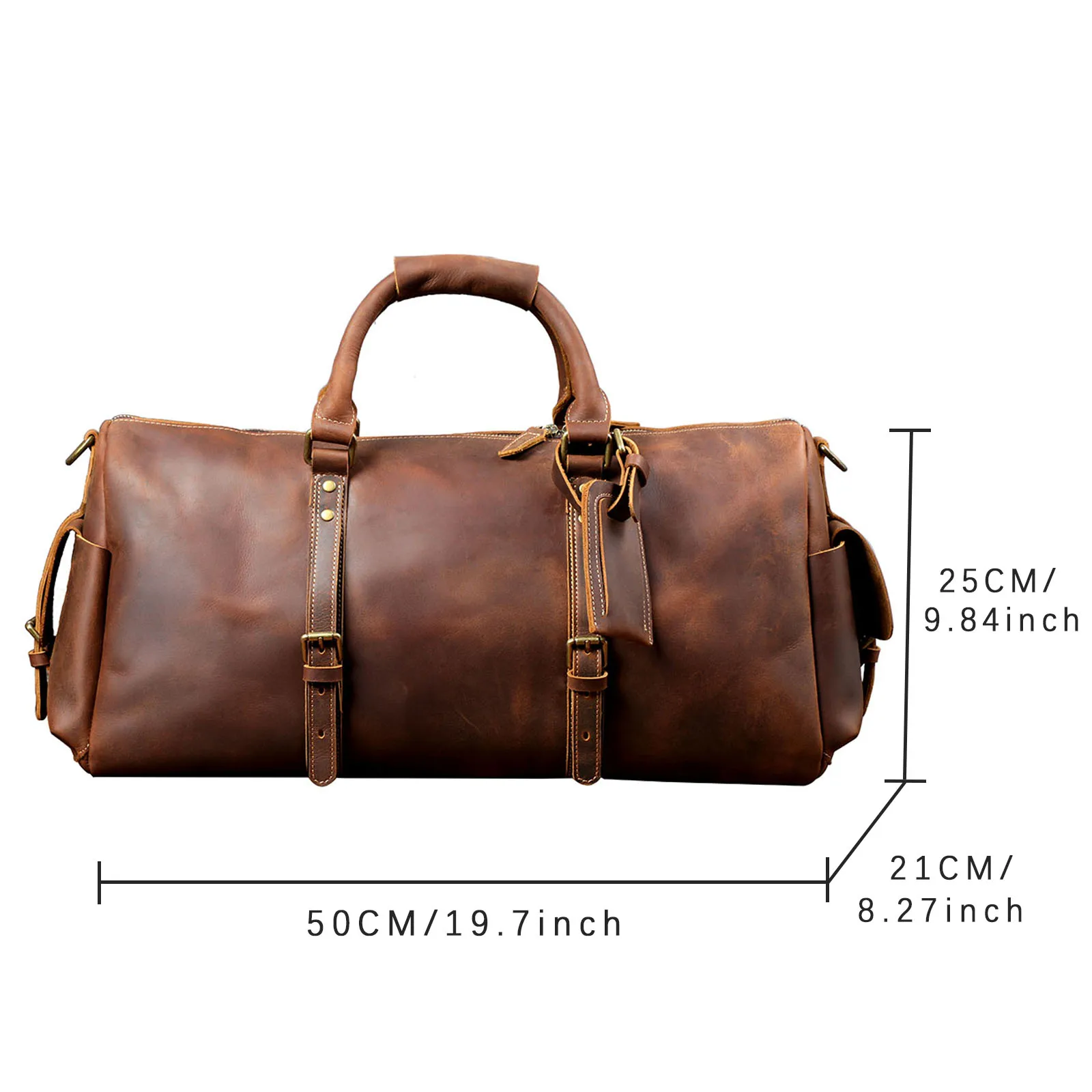 S.WORKER Handgefertigte Reisetasche aus Vollnarbenleder, Echtleder, große Kapazität, Business-Gepäck, Wochenend-Reisetasche – Detail 3