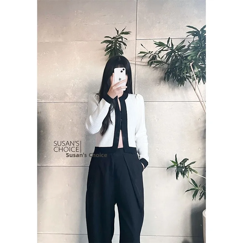 

Susan Pure Faion Bla White Long Sve вязаный ор кардиган женский топ класса люкс стандартного кроя осень новое поступление