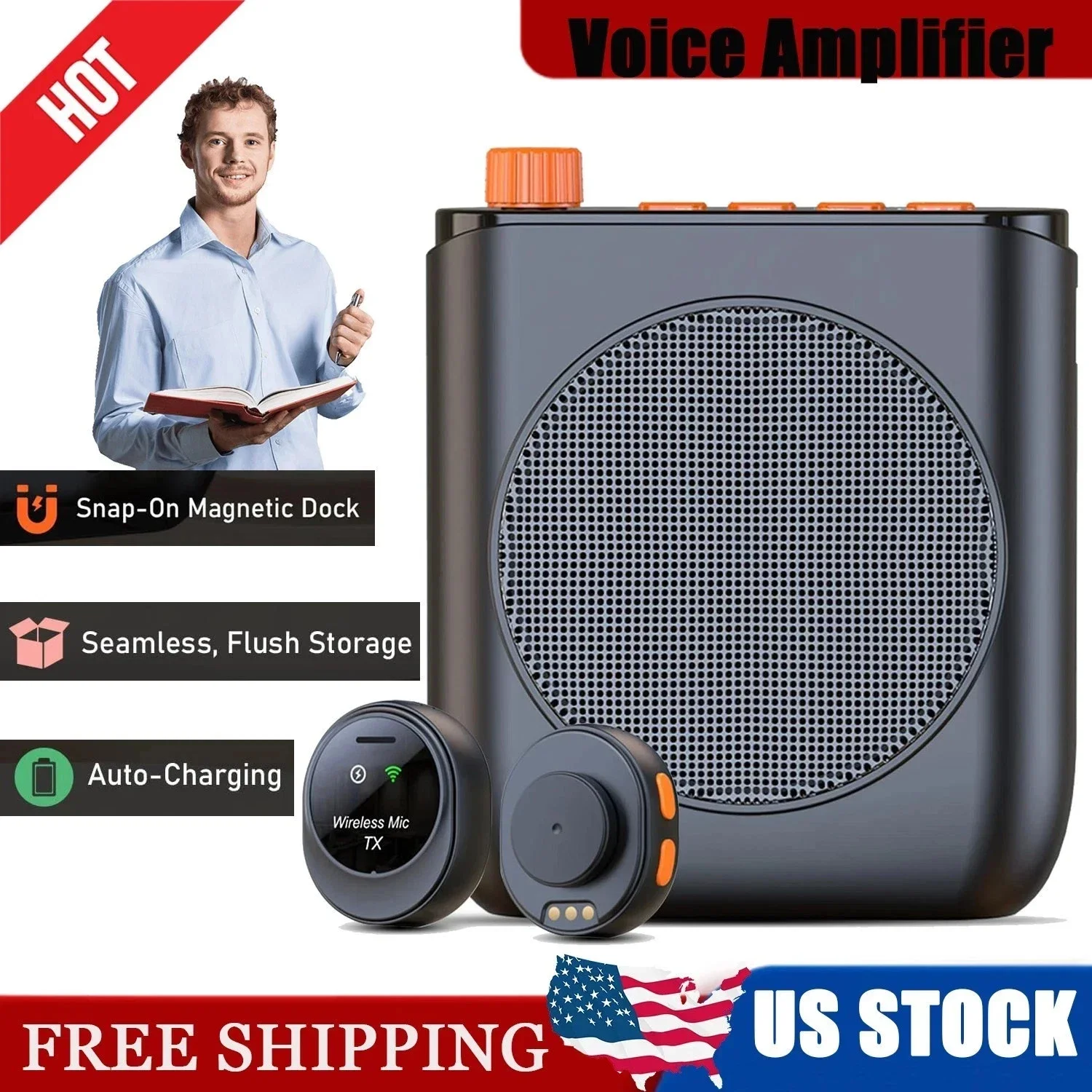 

Portable Voice Amplifier, Rechargeable Microphone for Teachers, Speaker,Office