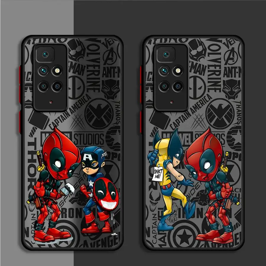 Matte Case For Xiaomi Redmi Note 11 13 Pro Plus 10 12 9S 12S 12C 9 8 K40 10C A1 8T 13C Phone Cover Marvel Sipider Man The HULK