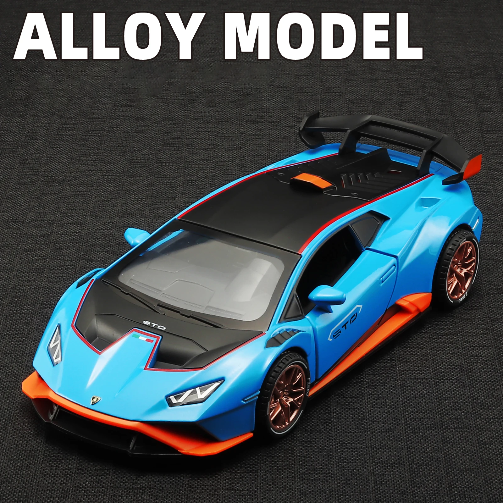 1:24 Lamborghini Huracan STO Alloy Metal Diecast Car Model Mini GT Supercar Sound And Light Simulated Collectibles Hobby Gifts