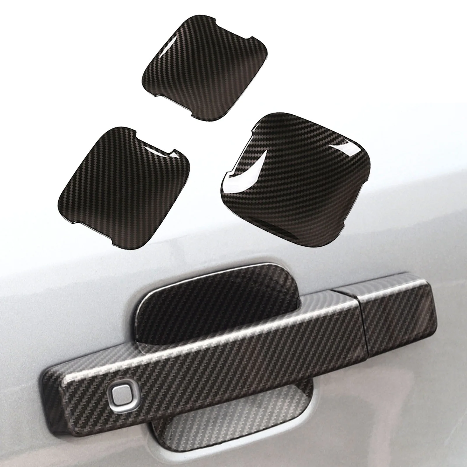 

3×Carbon Fiber ABS Outer Door Handle Bowl Cover For Land Rover Defender 90 2020+