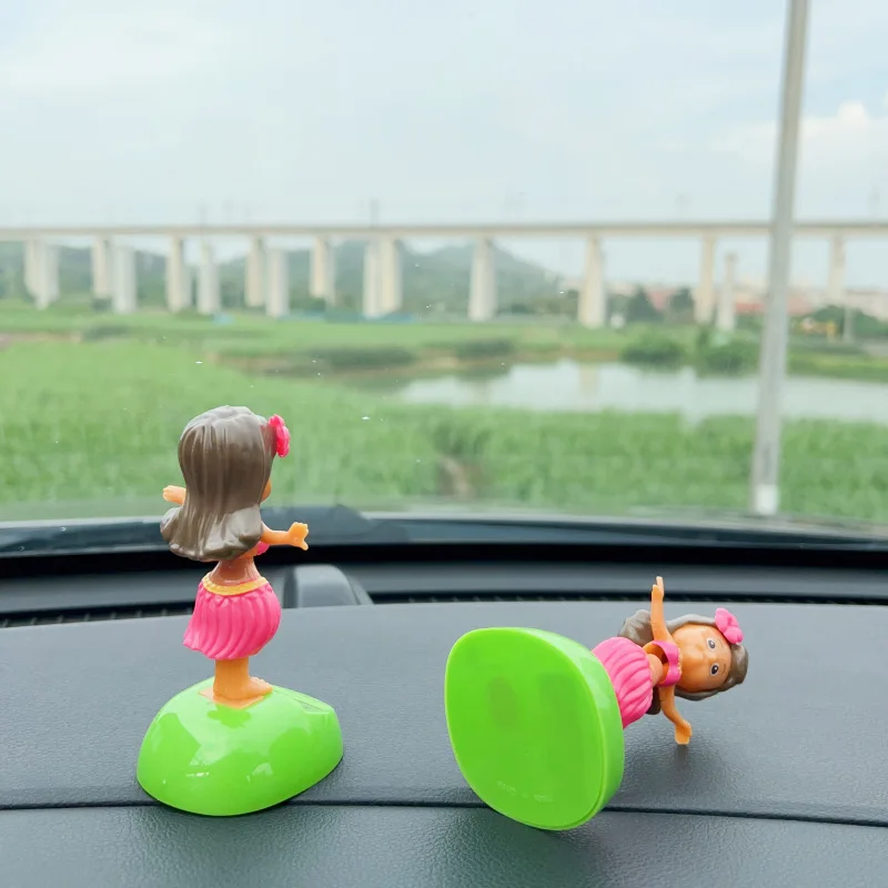 Novo havaí solar feriado menina brinquedos engraçado balanço dança grama saia menina brinquedo solar escritório desktop decoração do carro ornamentos