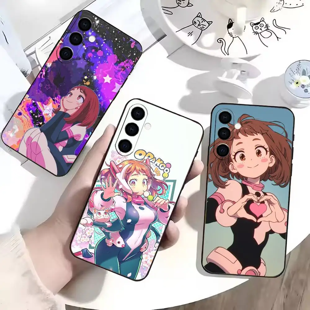 My Hero Academia Ochako Uraraka Phone Case For Samsung Galaxy A73,A72,A71,A70,A53,A52,A51,Soft Silicone Black Cover