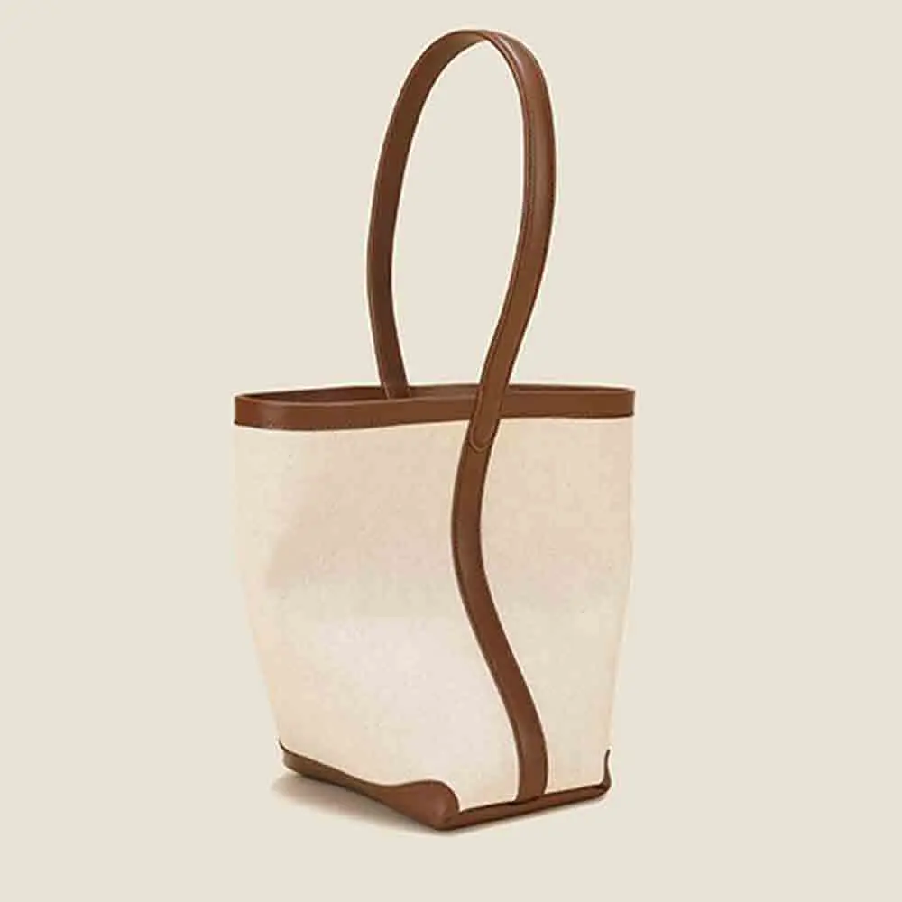 MS New 2023 Women Handbag Luxury Designer Bags Canvas Large Capacity Bucket Bag Fashion American Style Leather Casual Tote Lady