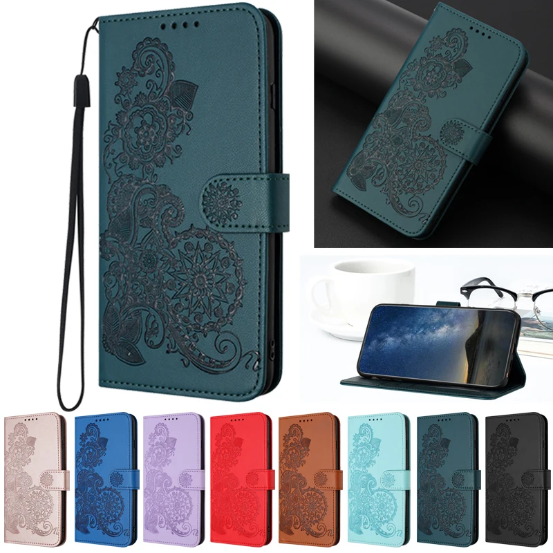 Magnetic Wallet Flip Emboss Case For Samsung Galaxy A03S A03 Core A04E A02 A02S A7 A8 A6 2018 A3 A5 2017 A01 M01 Leather Covers