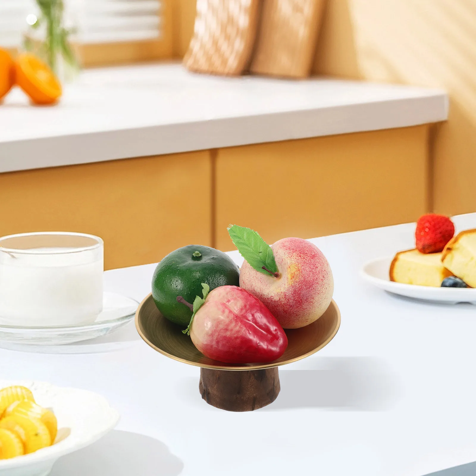 صينية تقديم الحلوى المستديرة المصنوعة من الفولاذ المقاوم للصدأ بتصميم فرنسي مرتفع لشاي بعد الظهر وكعكة الكب كيك طبق عرض المعيشة المنزلية #3