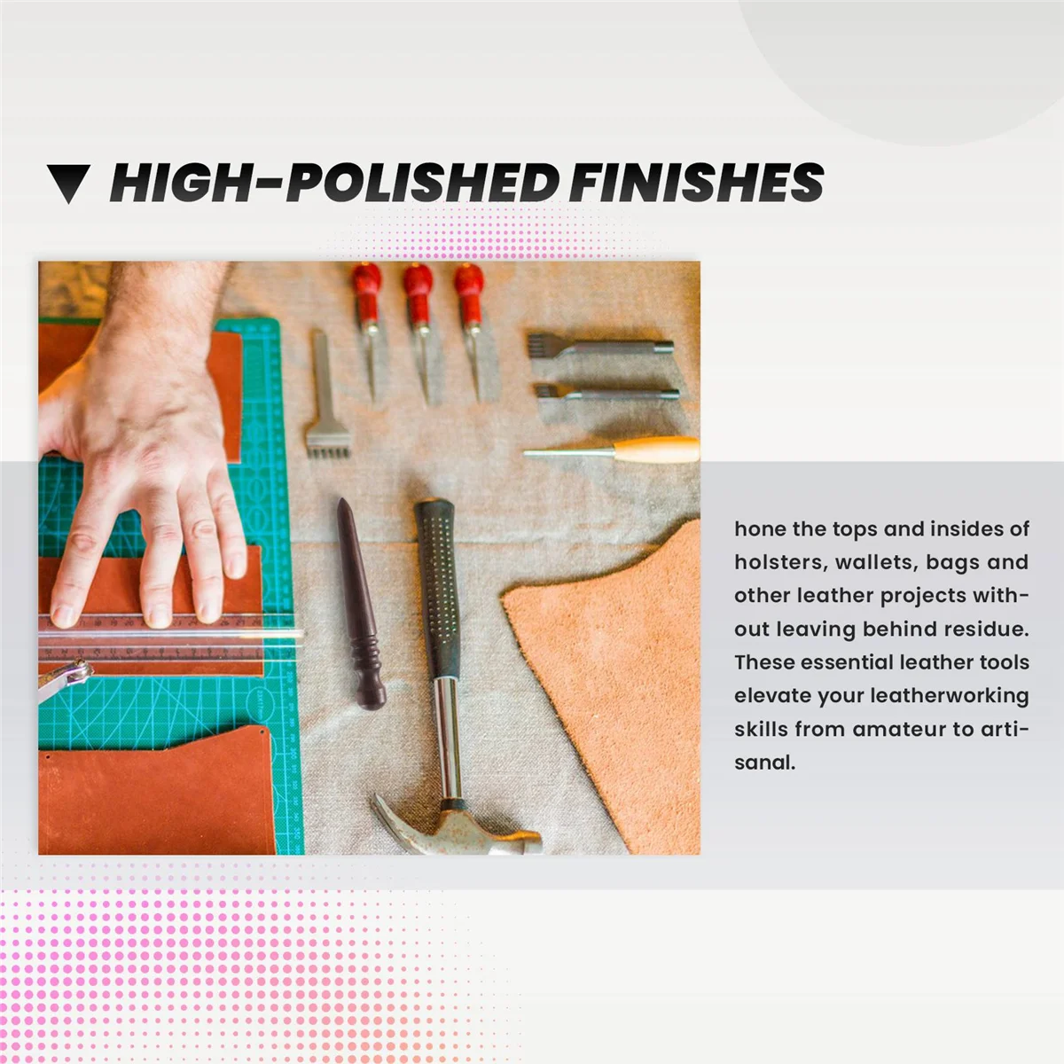 Инструмент для полировки деревянной кожи ABQR — нарезка с коническими краями, 4 канавки для полировки различных толстов кожи