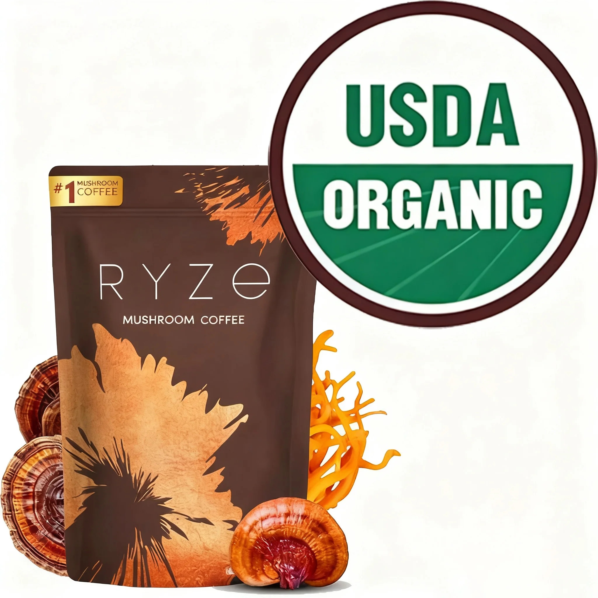 Café de hongos orgánico - Bebida premium con Reishi Chaga Cordyceps Lions Mane Maitake y Shiitake