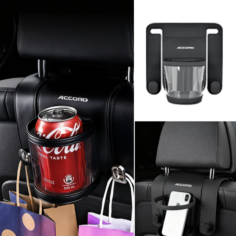 Portavasos para asiento trasero de coche, estante de cuero para bebidas, organizador, accesorios para coche para Honda Accord Civic City Fit Vezel CRV Odyssey Pil